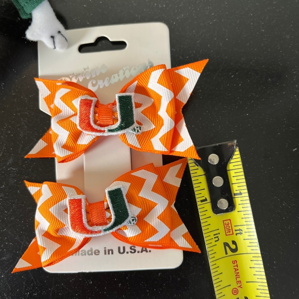 Divine Creations Miami Hurricanes Mini Plush Mascot Sebastian & Hair Bows - Picture 6 of 6